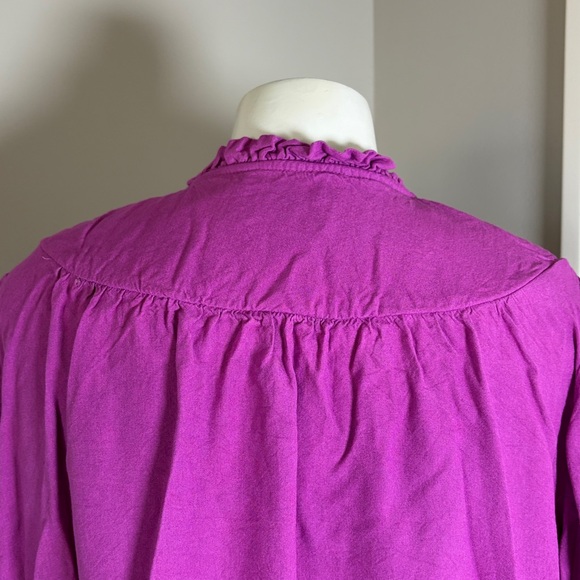 Alice Walk Smocked front yoke embroidered Top Vneck two button closure peasant M - Picture 6 of 11